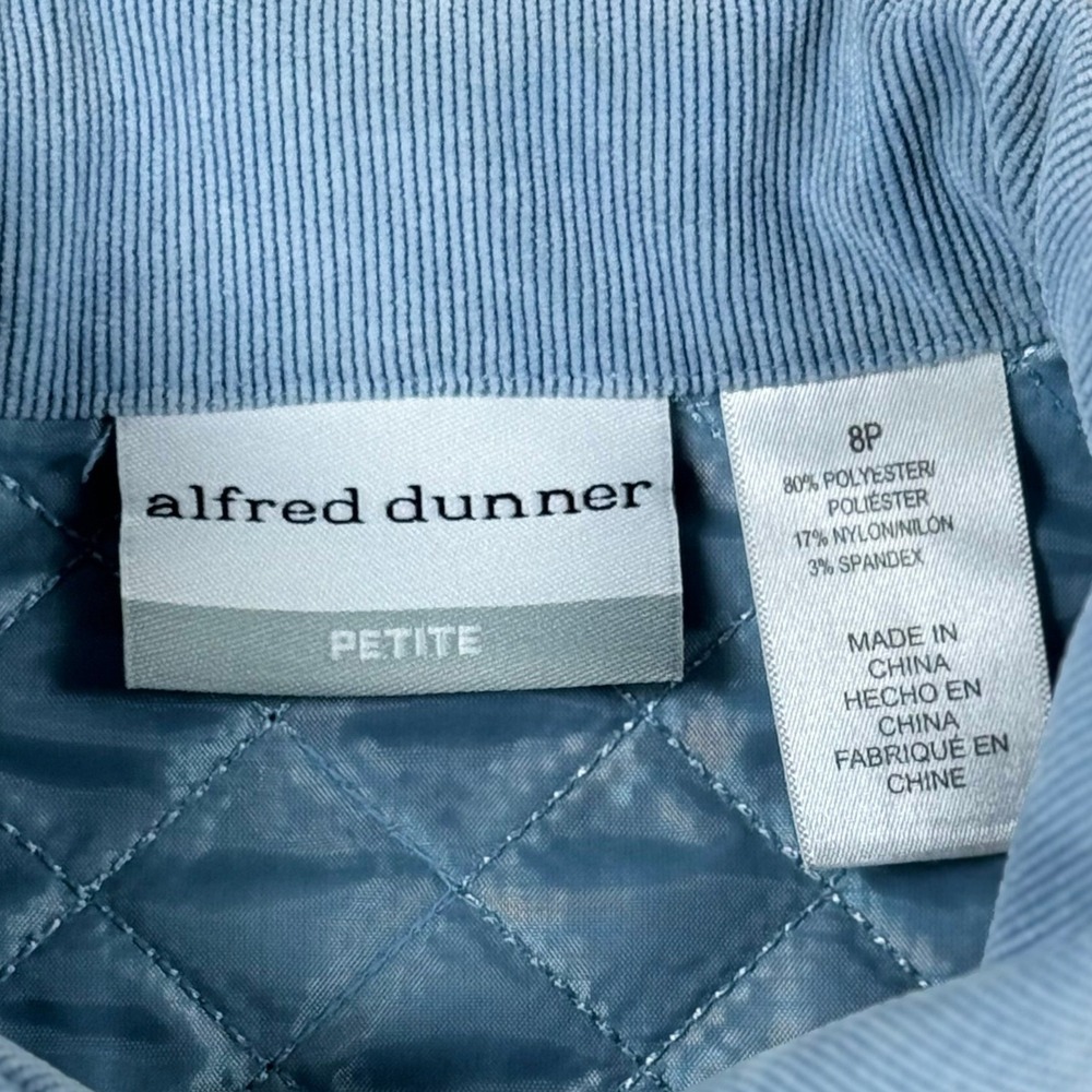 Alfred Dunner Petite Blue Corduroy Quilted Jacket Button Front Size 8P - Picture 3 of 8